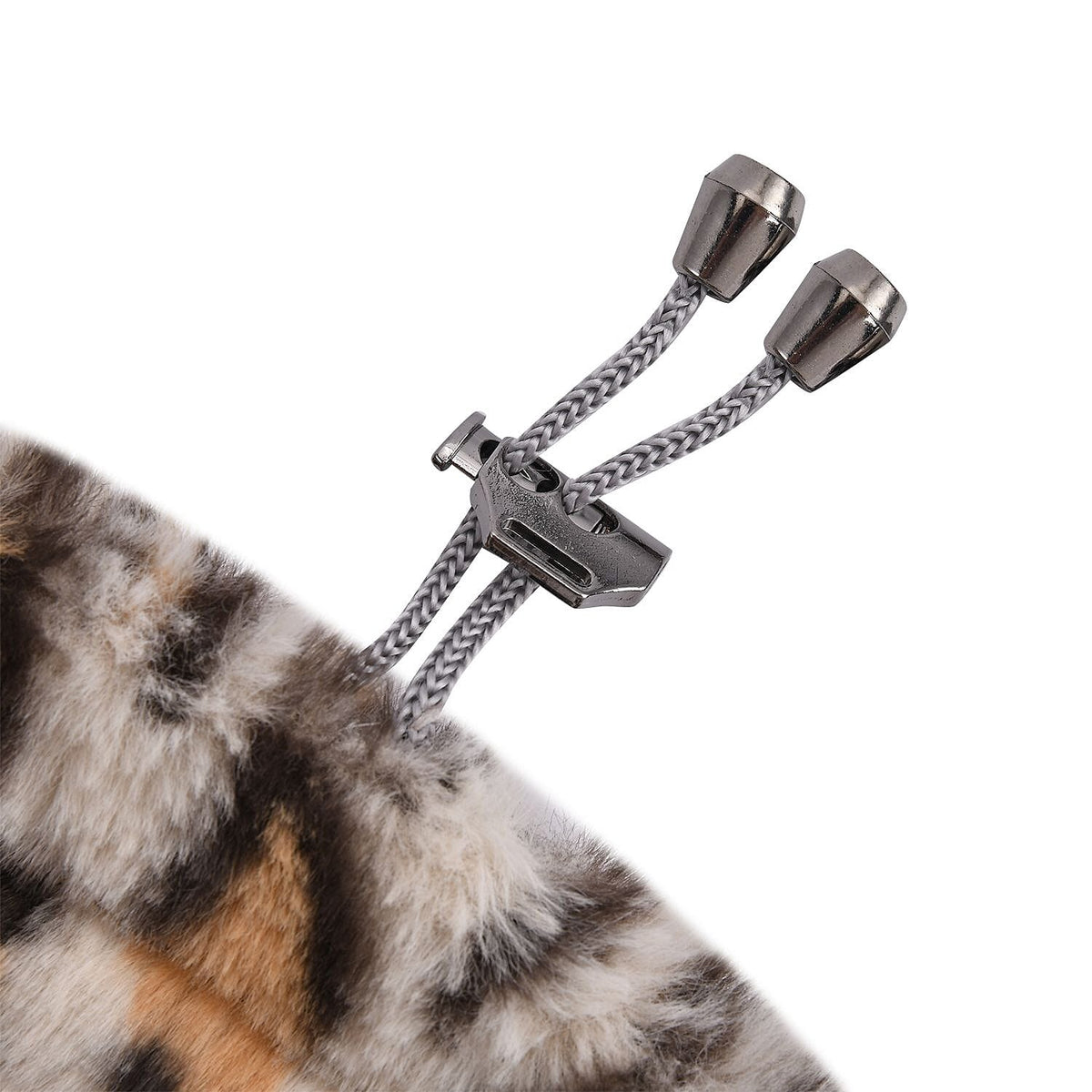 2 in 1 Faux Fur Leopard Print Drawstring Snood - Beige 7194022 1