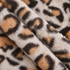 2 in 1 Faux Fur Leopard Print Drawstring Snood - Beige