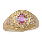 Pink Sapphire and Natural Zircon Ring in 18K Vermeil Yellow Gold Plated Overlay Sterling Silver 2.01 Ct.