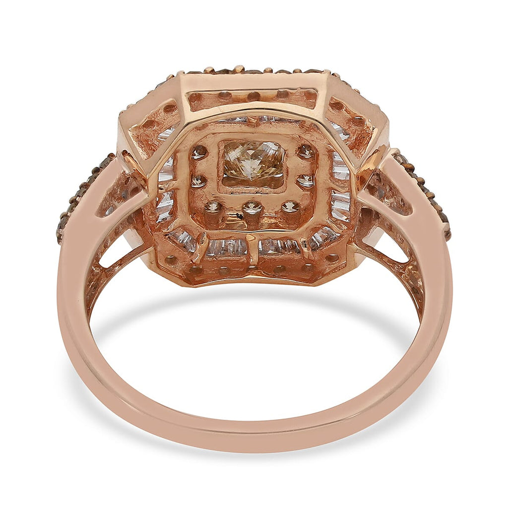 9K Rose Gold SGL Certified Champagne and White Diamond (G-H) Ring 2.00 Ct, Gold Wt. 5.60 Gms