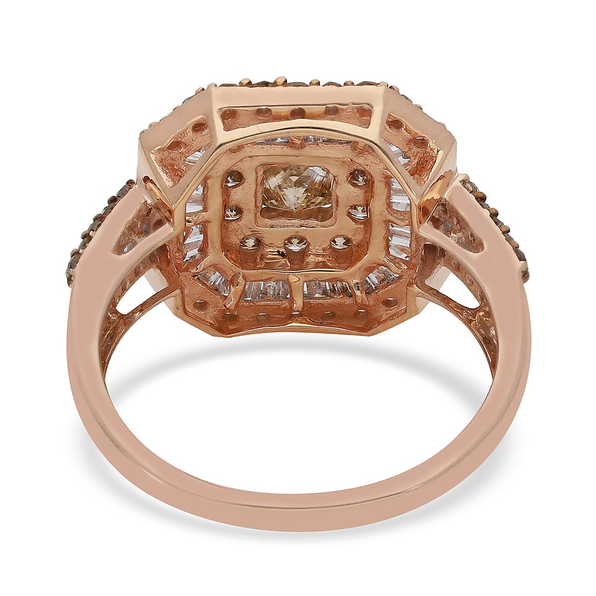 2.03 ct SGL Certified Champagne (I3) and White Diamond (G-H / I3) Cluster Halo Ring in 9k Rose Gold 3866641 9