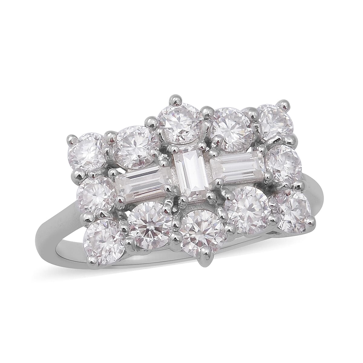 2.04 Ct. Moissanite Cocktail Ring in Rhodium Plated Sterling Silver 7586871 0