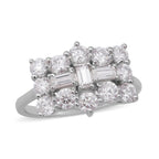 Moissanite Boat Ring in Rhodium Overlay Sterling Silver 2.05  Ct.