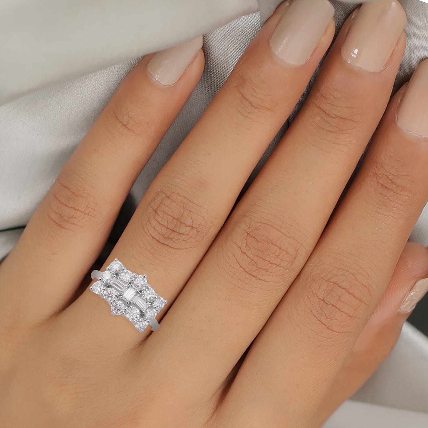2.04 Ct. Moissanite Cocktail Ring in Rhodium Plated Sterling Silver 7586871 1