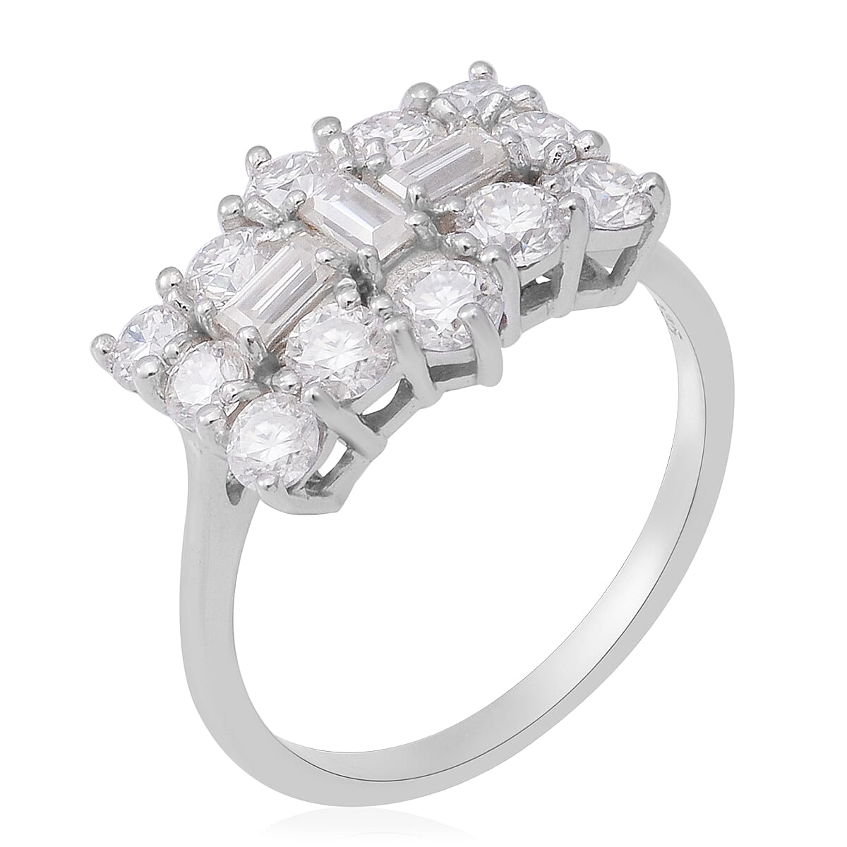 2.04 Ct. Moissanite Cocktail Ring in Rhodium Plated Sterling Silver 7586871 2