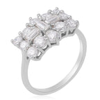 Moissanite Boat Ring in Rhodium Overlay Sterling Silver 2.05  Ct.