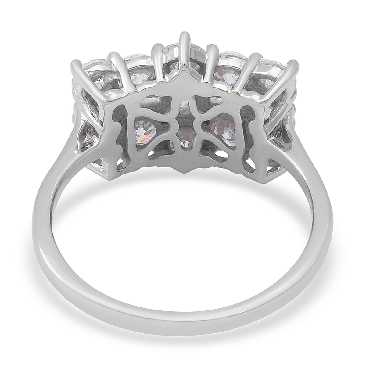 2.04 Ct. Moissanite Cocktail Ring in Rhodium Plated Sterling Silver 7586871 3