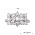 Moissanite Boat Ring in Rhodium Overlay Sterling Silver 2.05  Ct.