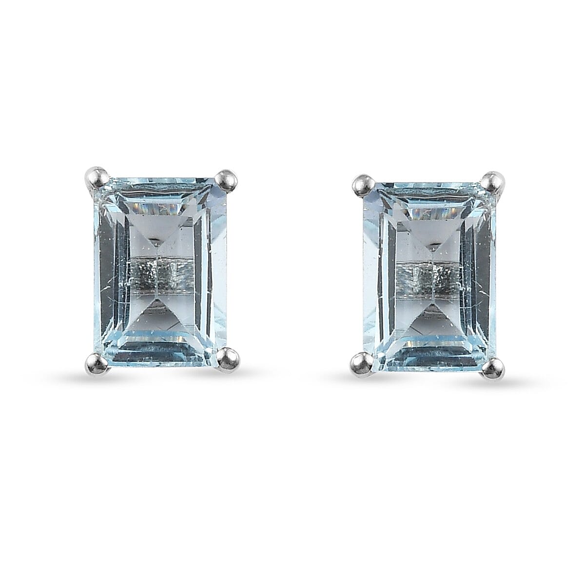 2.08 Ct. Blue Topaz Solitaire Earrings in Platinum Plated Sterling Silver 3815854 0