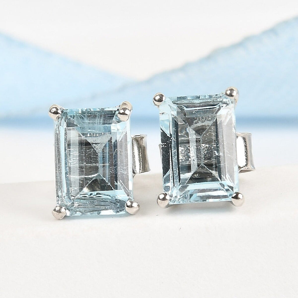 Blue Topaz Earrings (with Push Back) in Platinum Overlay Sterling Silver 2.61 Ct.