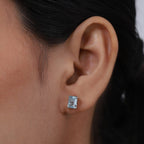 Blue Topaz Earrings (with Push Back) in Platinum Overlay Sterling Silver 2.61 Ct.