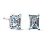 Blue Topaz Earrings (with Push Back) in Platinum Overlay Sterling Silver 2.61 Ct.