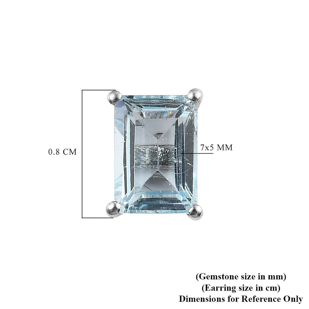 Blue Topaz Earrings (with Push Back) in Platinum Overlay Sterling Silver 2.61 Ct.