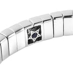 GP Tubogas Collection- Arizona Sleeping Beauty Turquoise and Blue Sapphire Bangle (Size 7.5) in Rhodium Overlay Sterling Silver 2.09 Ct, Silver wt. 33.33 Gms