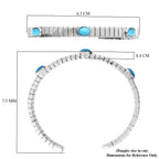 GP Tubogas Collection- Arizona Sleeping Beauty Turquoise and Blue Sapphire Bangle (Size 7.5) in Rhodium Overlay Sterling Silver 2.09 Ct, Silver wt. 33.33 Gms