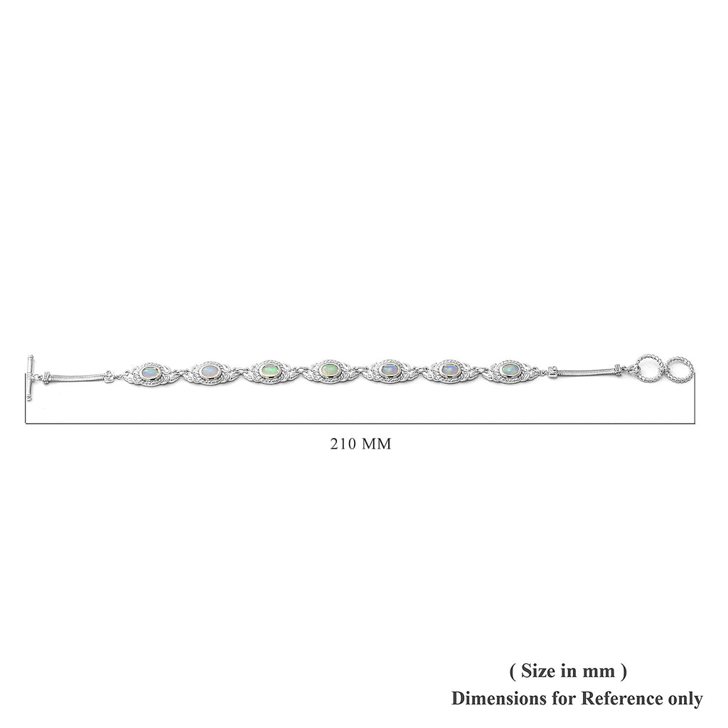 Ethiopian Welo Opal Bracelet (Size 8) in Rhodium Overlay Sterling Silver 2.10 Ct., Silver wt 8.80 Gms