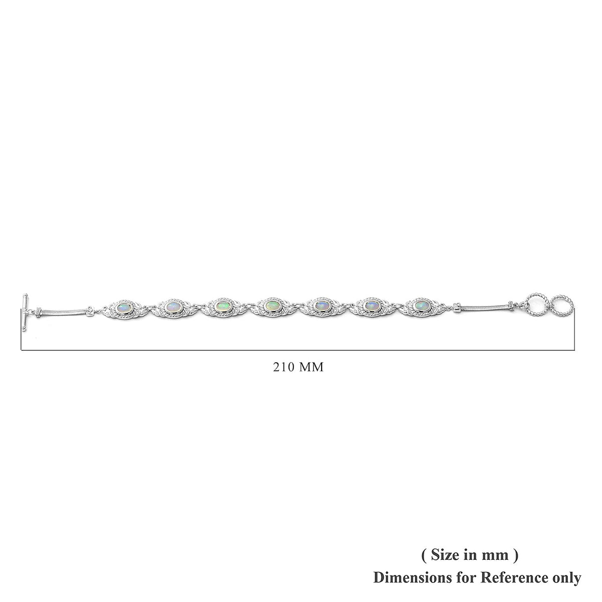 2.10 Ct Ethiopian Welo Opal Station Bracelet in Rhodium Plated Sterling Silver 8 Inch 3682241 2