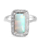 Ethiopian Welo Opal and Diamond Ring in Platinum Overlay Sterling Silver 2.16 Ct.