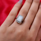 Ethiopian Welo Opal and Diamond Ring in Platinum Overlay Sterling Silver 2.16 Ct.