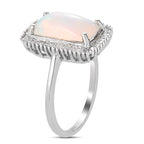 Ethiopian Welo Opal and Diamond Ring in Platinum Overlay Sterling Silver 2.16 Ct.