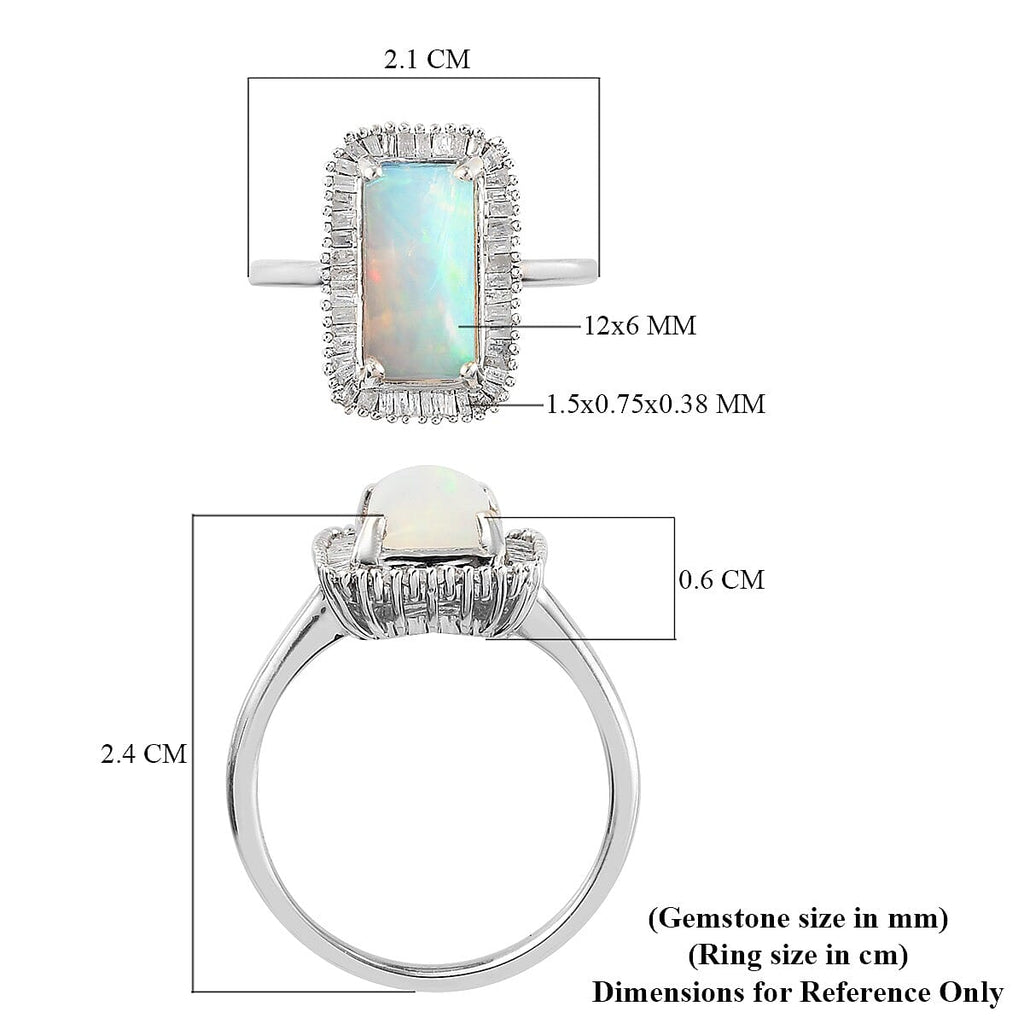 Ethiopian Welo Opal and Diamond Ring in Platinum Overlay Sterling Silver 2.16 Ct.