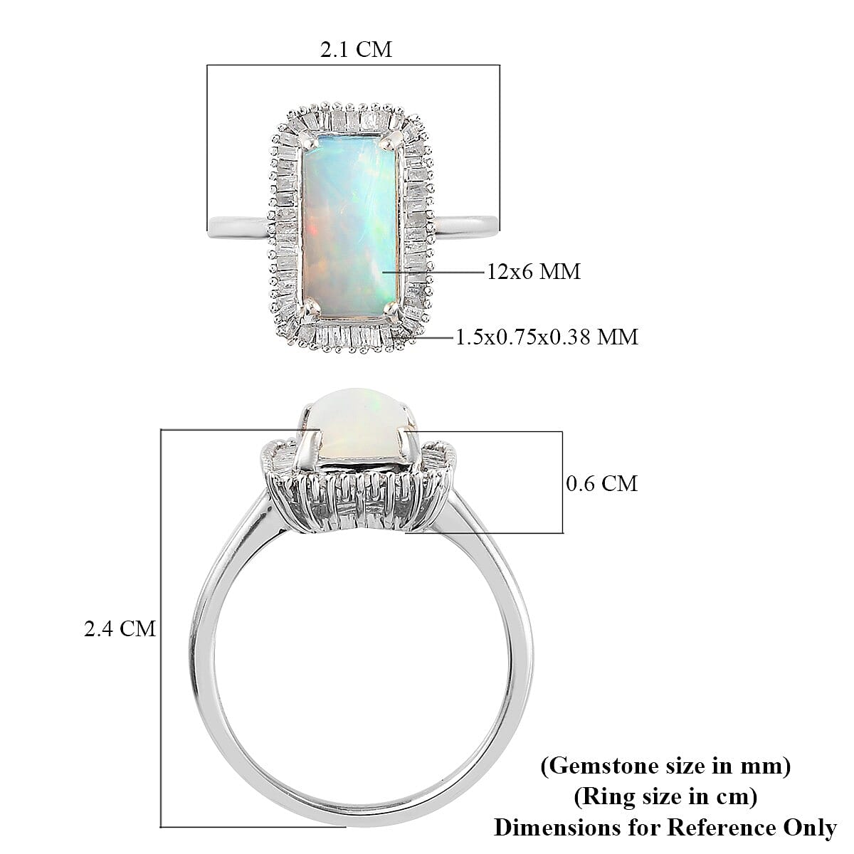 2.15 Ct AAA Ethiopian Welo Opal and Diamond Ring in Platinum Overlay Sterling Silver 3850101 5