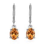 Citrine Drop Earrings (with Lever Back) in Sterling Silver 2.36 Ct.