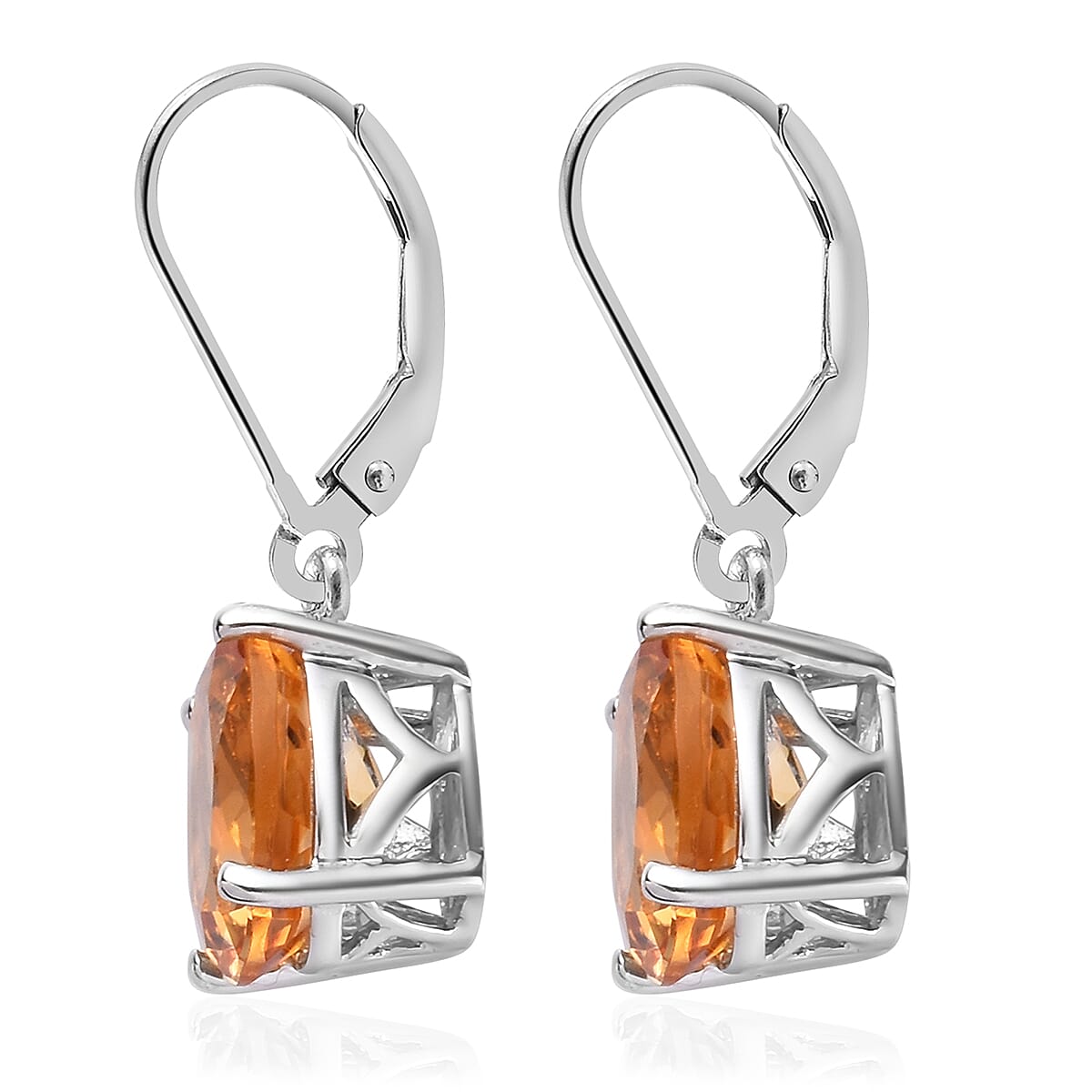 2.22 Ct. Citrine Solitaire Earrings in Rhodium Plated Sterling Silver 6068102 2