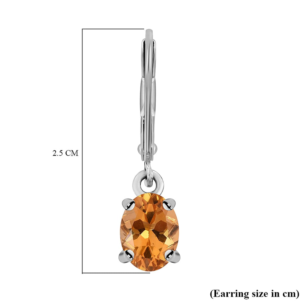 Citrine Drop Earrings (with Lever Back) in Sterling Silver 2.36 Ct.