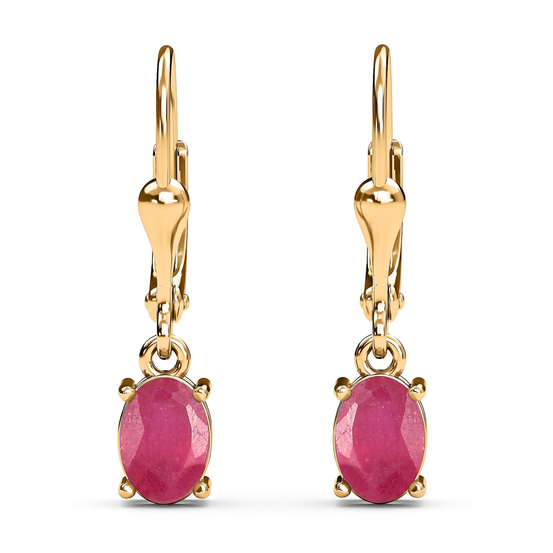 2.25 Ct African Ruby Solitaire Lever Back Earrings in Gold Plated Sterling Silver V32513438 6
