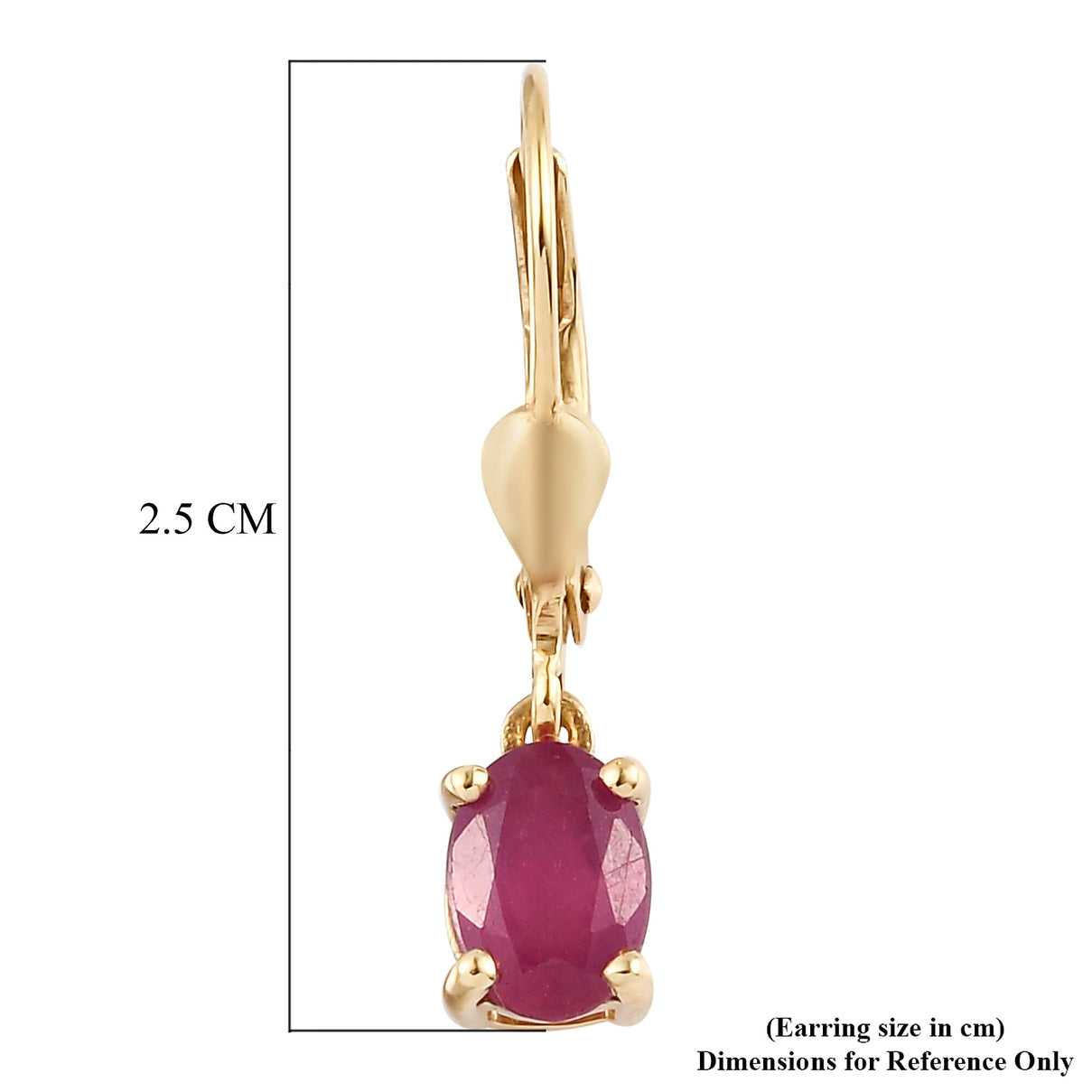 2.25 Ct African Ruby Solitaire Lever Back Earrings in Gold Plated Sterling Silver V32513438 11