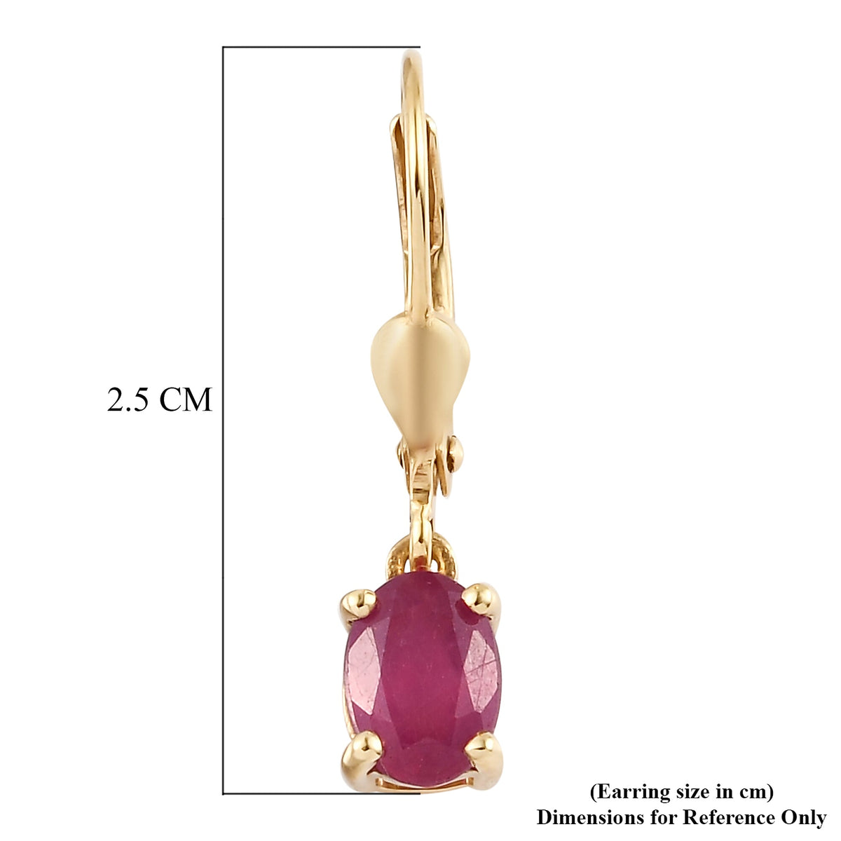 2.25 Ct African Ruby Solitaire Lever Back Earrings in Gold Plated Sterling Silver V32513438 11