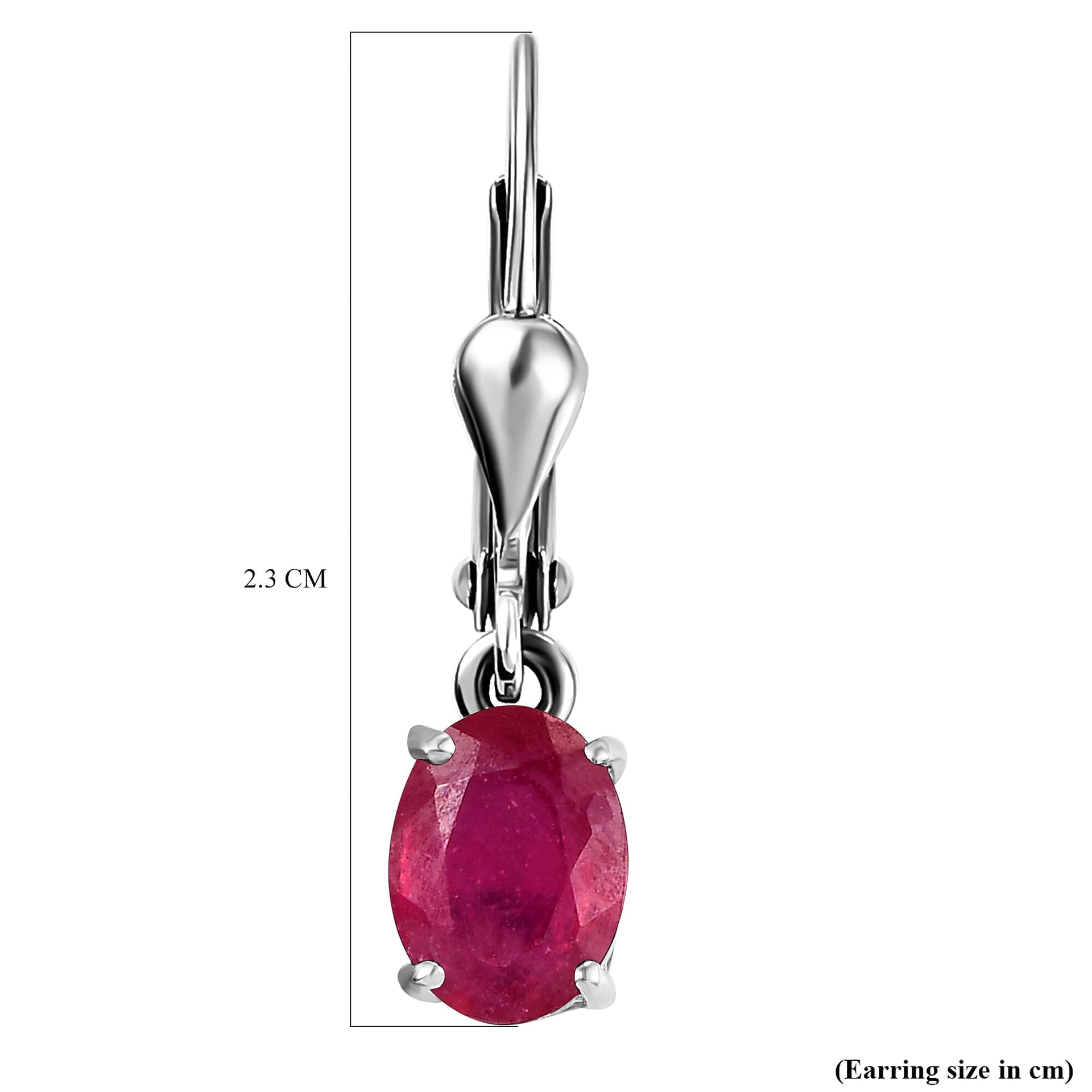 2.25 Ct African Ruby Solitaire Lever Back Earrings in Platinum Plated Sterling Silver 3341878 5