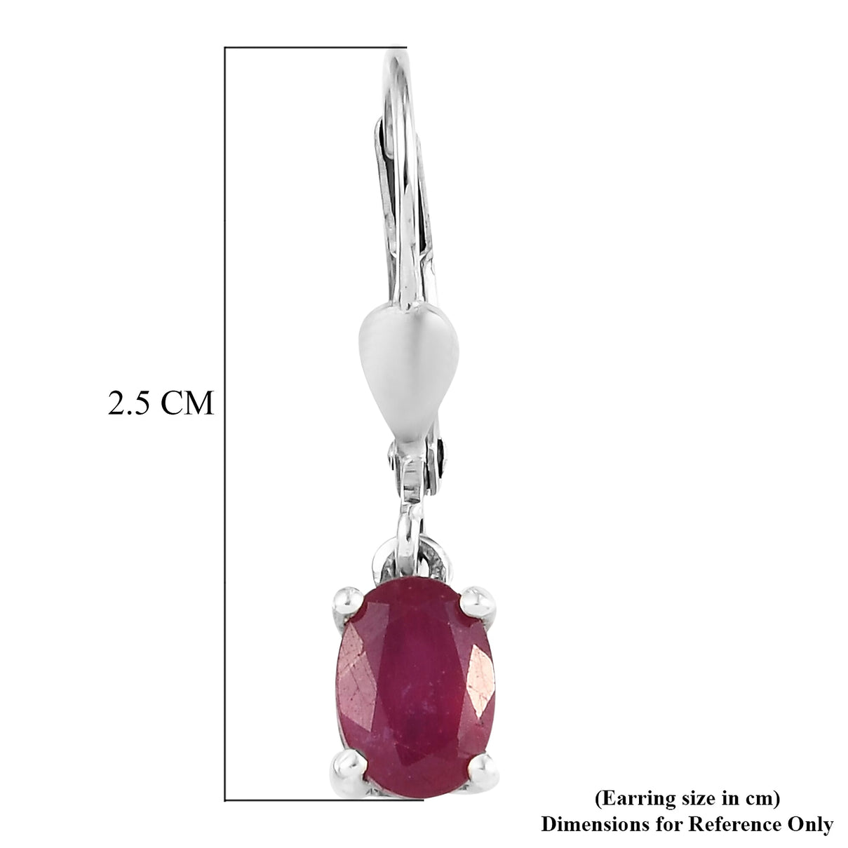 2.25 Ct African Ruby Solitaire Lever Back Earrings in Platinum Plated Sterling Silver 3341878 6