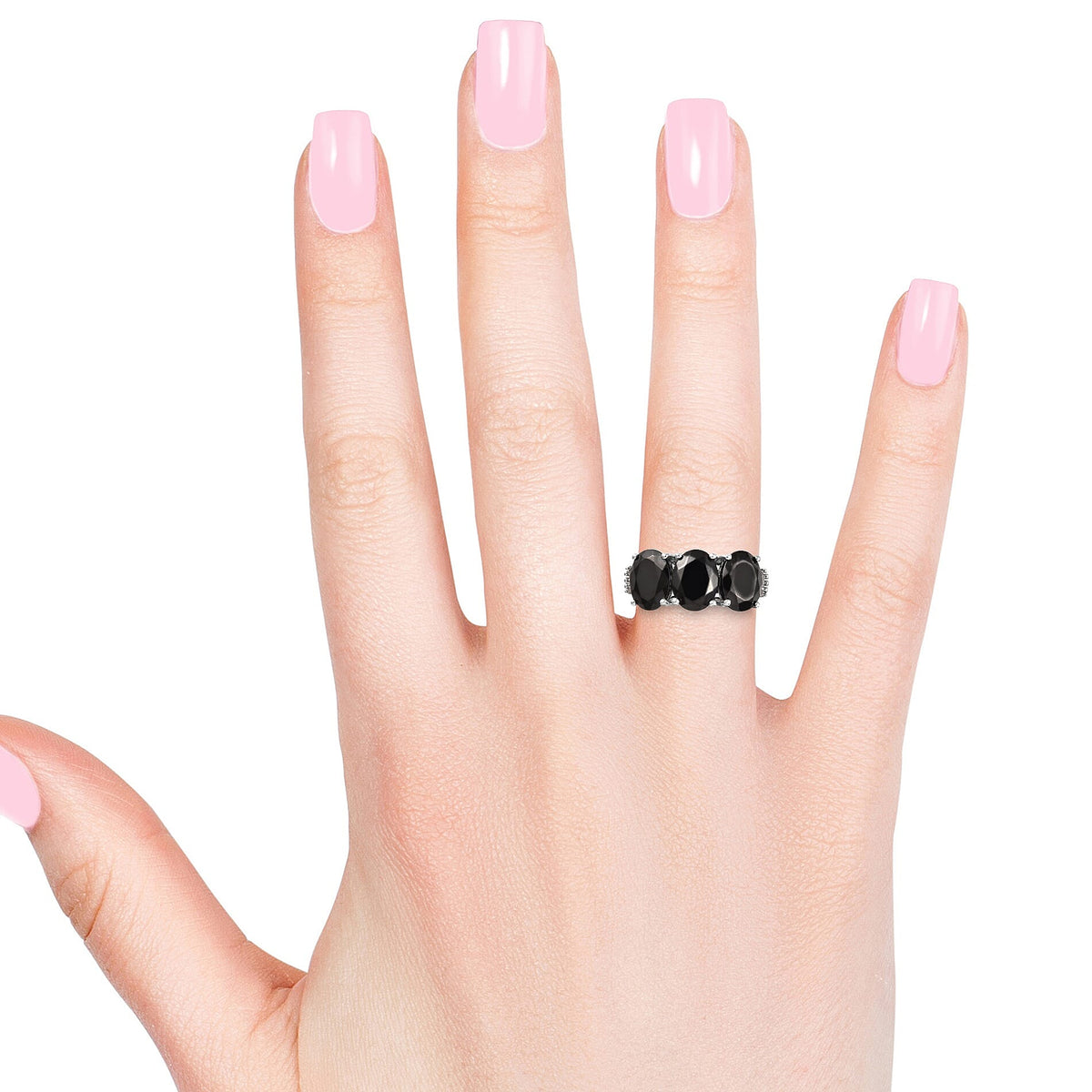 2.25 Ct Elite Shungite and Diamond Trilogy Ring in Platinum Plated Sterling Silver 3524003 3