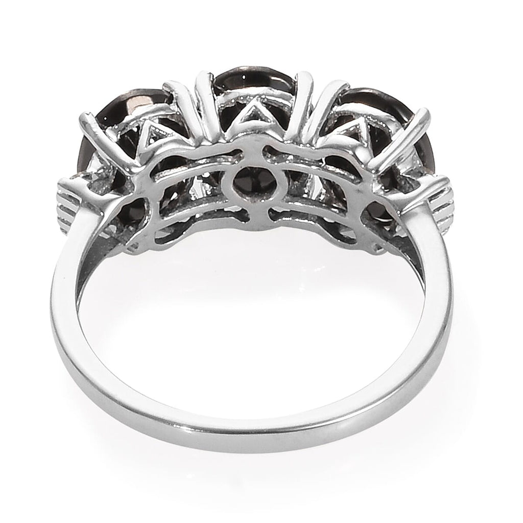 Elite Shungite (Ovl), Diamond Ring in Platinum Overlay Sterling Silver 2.25 Ct.