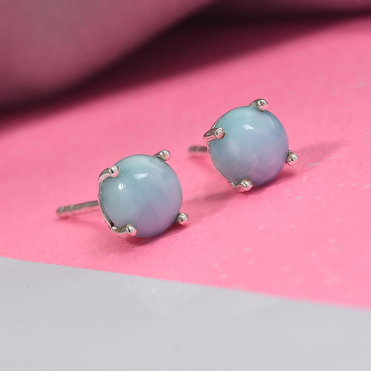 2.25 Ct Larimar Solitaire Stud Earrings in Sterling Silver 3016479 3