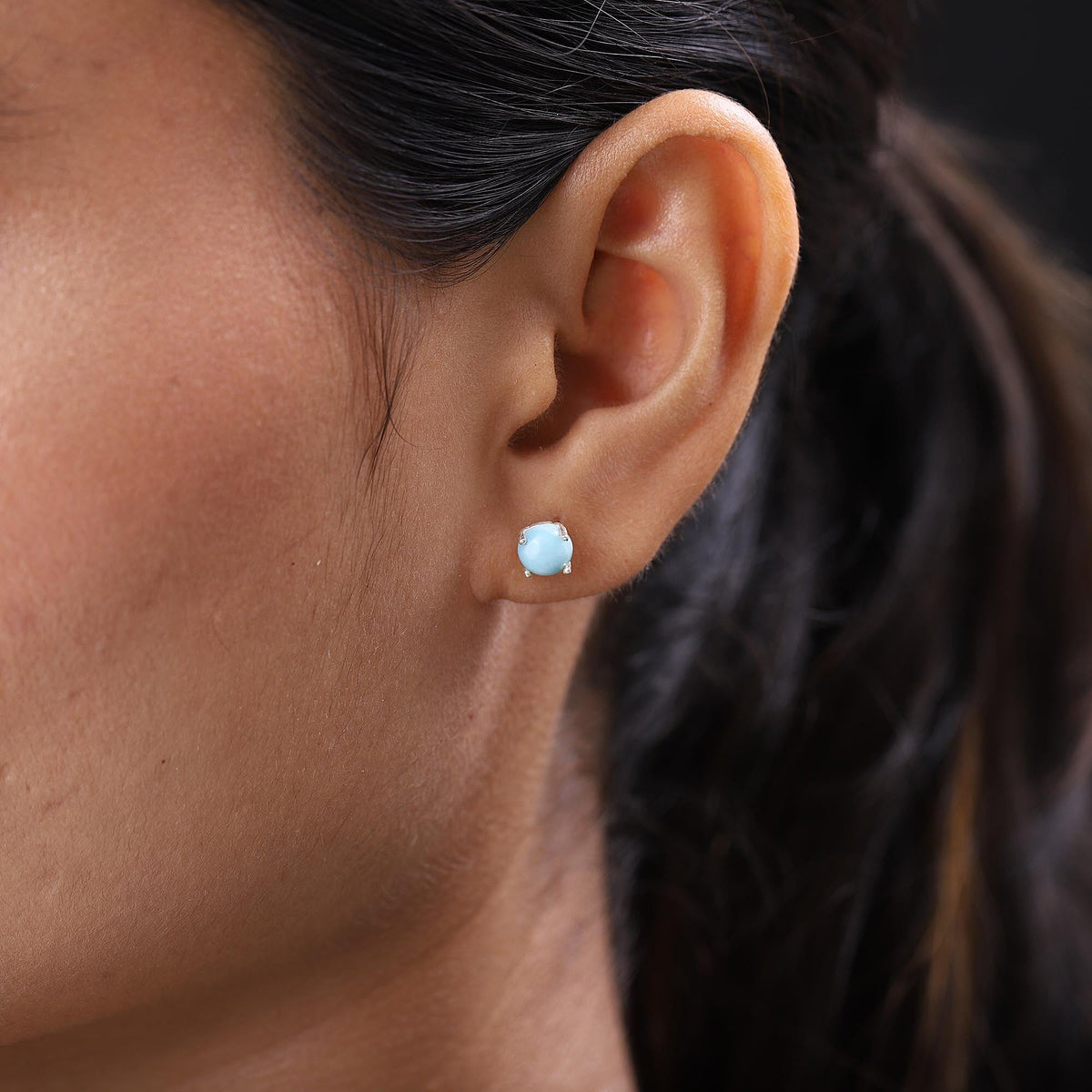 2.25 Ct Larimar Solitaire Stud Earrings in Sterling Silver 3016479 4
