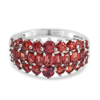 Red Sapphire Cluster Ring in Platinum Overlay Sterling Silver 2.31 Ct.