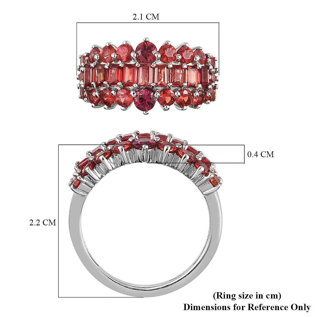 2.31 Ct Red Sapphire Cluster Ring in Platinum Plated Sterling Silver 7593135 6