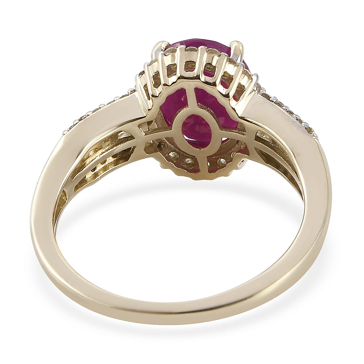 2.32 Ct. AA Ruby and Diamond Halo Ring In 9K Yellow Gold 9030011 6