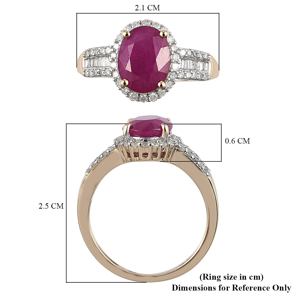 2.32 Ct. AA Ruby and Diamond Halo Ring In 9K Yellow Gold 9030011 7