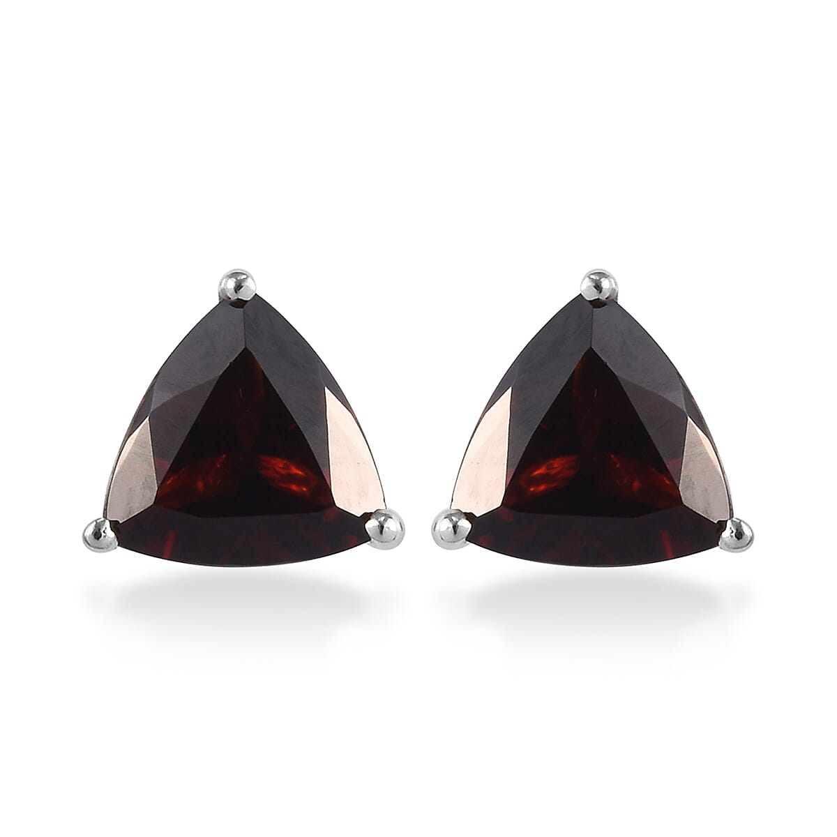 2.5 CT. Mozambique Garnet Triangular Stud Earrings in Platinum Plated Sterling Silver 3724565 0