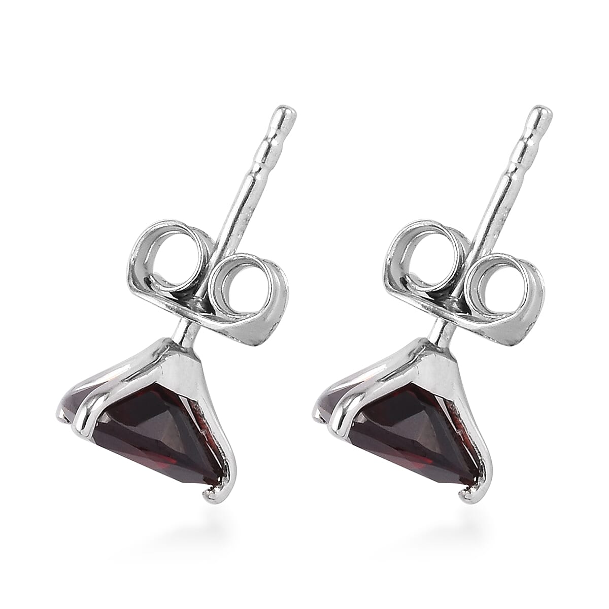 2.5 CT. Mozambique Garnet Triangular Stud Earrings in Platinum Plated Sterling Silver 3724565 4