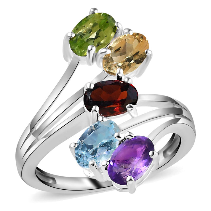 2.50 Carat Sky Blue Topaz and Multi Gemstones 5 Stone Ring in Sterling Silver 2.85 Grams 3366558 1