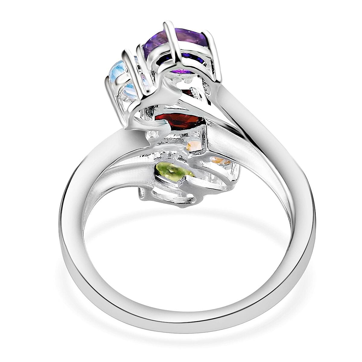 2.50 Carat Sky Blue Topaz and Multi Gemstones 5 Stone Ring in Sterling Silver 2.85 Grams V32534994 6