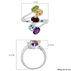 Sky Blue Topaz, Mozambique Garnet, Hebei Peridot and Multi Gemstone Bypass Ring in Sterling Silver 2.50 Ct