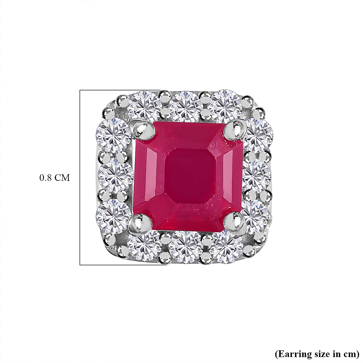 2.50 Ct African Ruby and Zircon Halo Stud Earrings in Sterling Silver with Platinum Plating 3401333 5