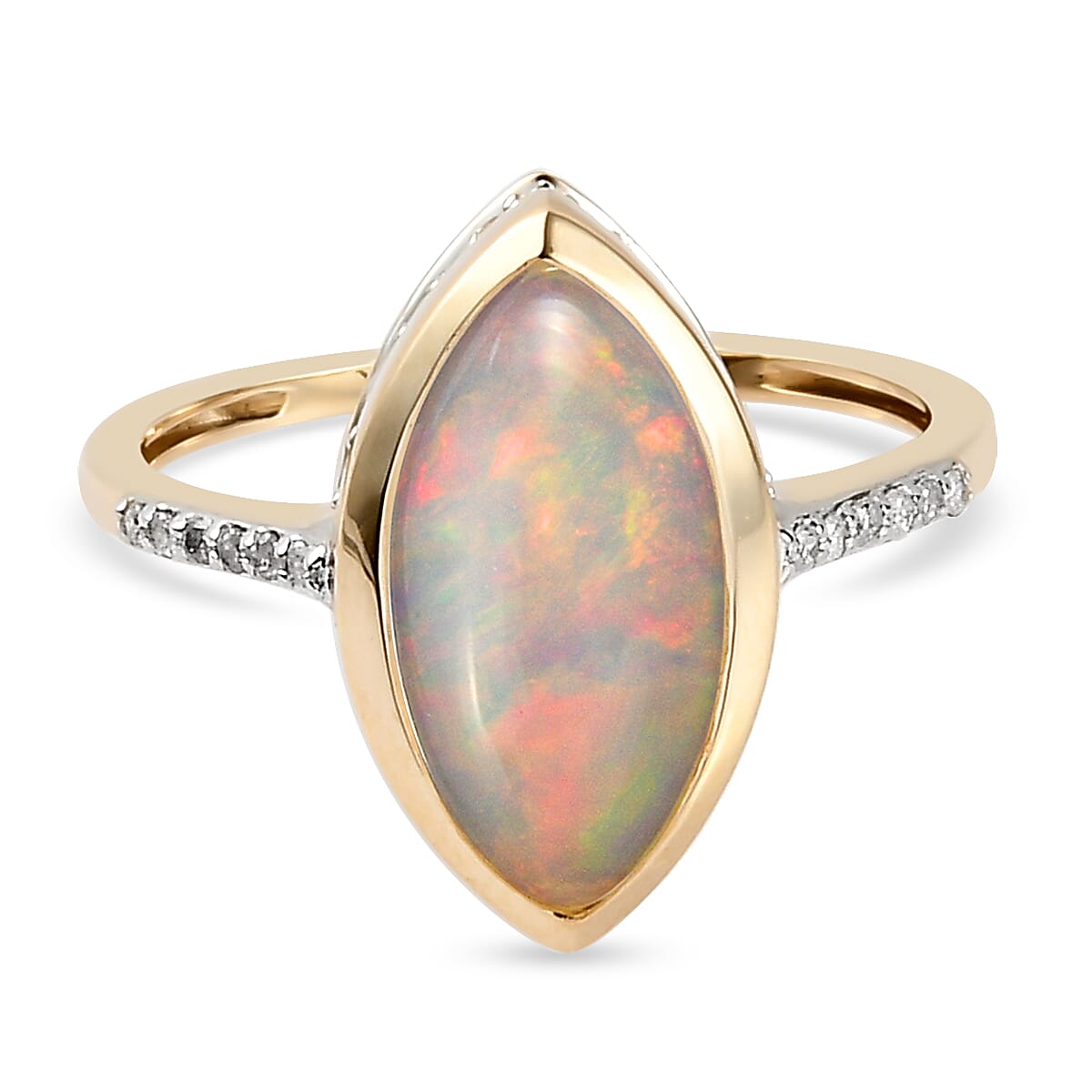 9K Yellow Gold Ethiopian Welo Opal and Diamond Ring 2.54 Ct. 7388660 0