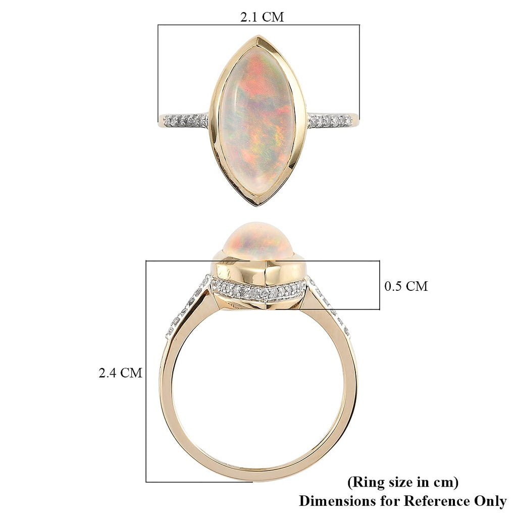 9K Yellow Gold Ethiopian Welo Opal and Diamond Ring 2.54 Ct.